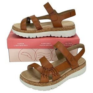 Easy Spirit Ilena Tan Leather Strappy Womens Sandals Size 7W